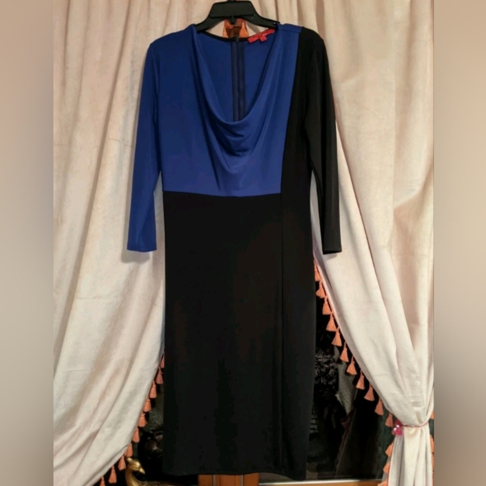 Narciso Rodriguez Cobalt Blue & Black Formal Dress Sz XL NWT